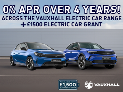 0% APR & £1,500 Grant on Vauxhall Electric Cars